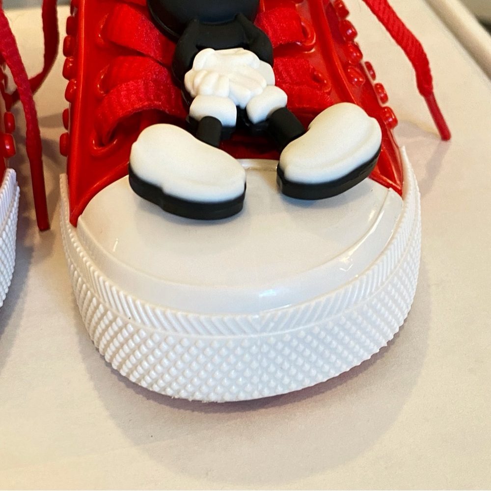 Mini Melissa Mickey Mouse red white lace up sneakers rubber shoes - Picture 6 of 10